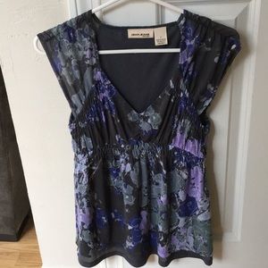 Size P DKNY Cap sleeve Gray & purple empire waist